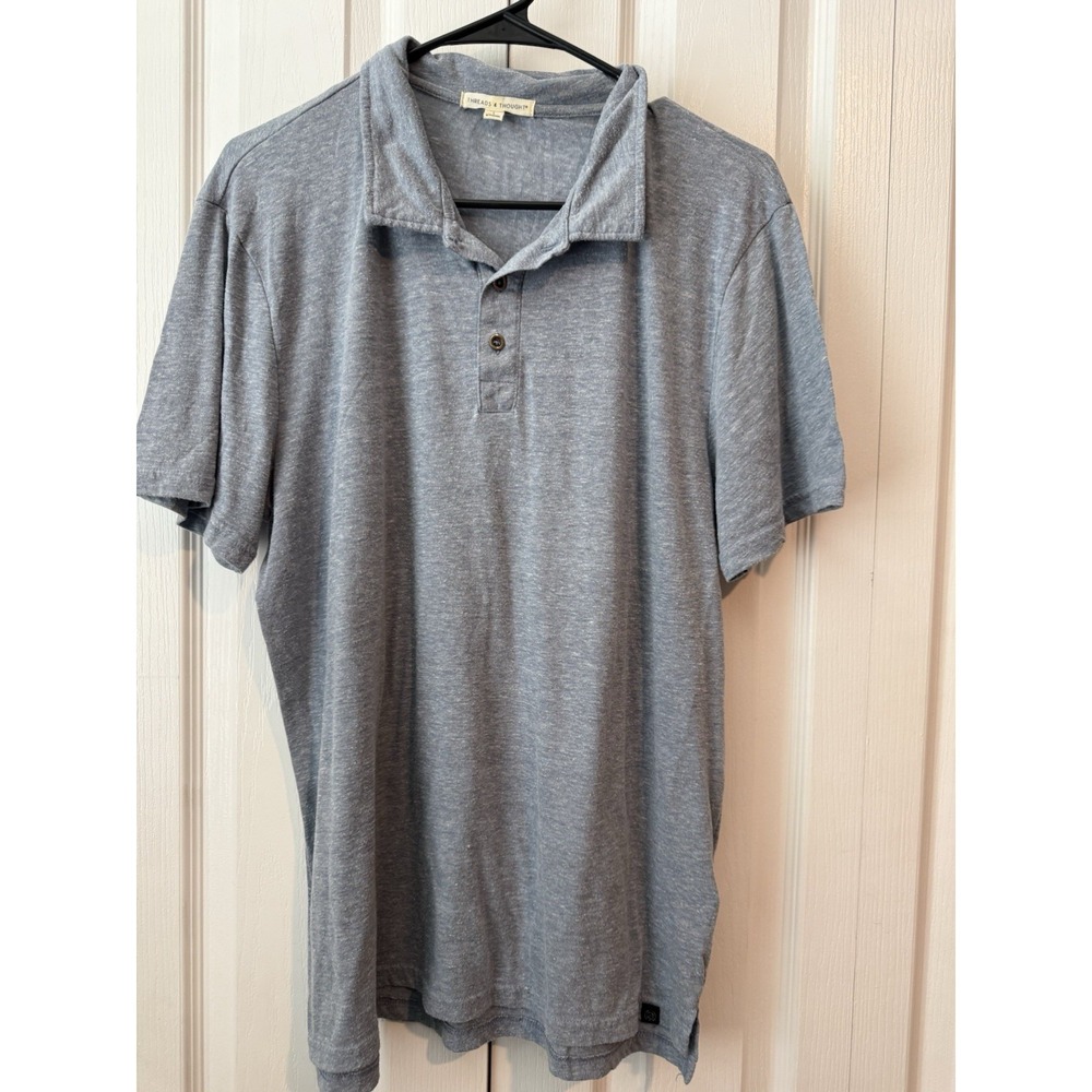 Men's Heather Blue‎ Polo Shirt Threads 4 Thought Size Large